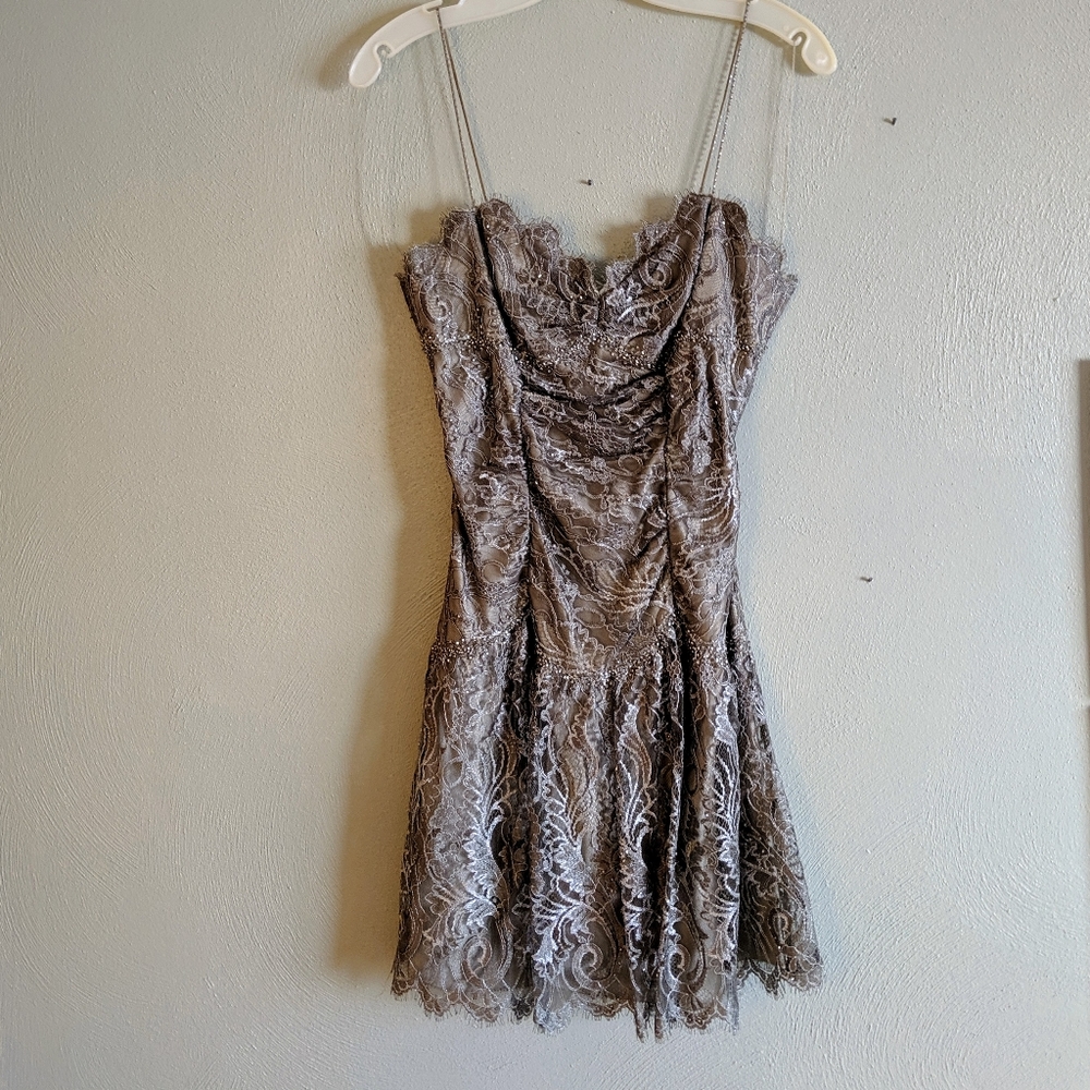 Christyne Forti beaded lace cocktail dress